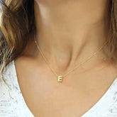Silver Gold 3D Letter E Women's Necklace
